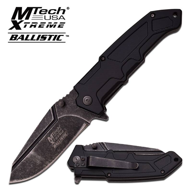 Xtreme Ballistic Black Stone Wash Assisted Opening Knife - Tophatter's Army Products & Self Defense Collectible Weapons - Tophatter Daily Deals